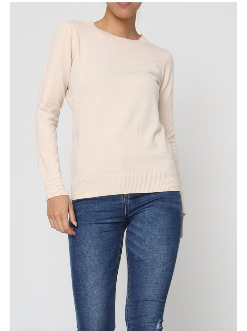 Maglia con scollo rotondo Kebello Beige - Kiabi