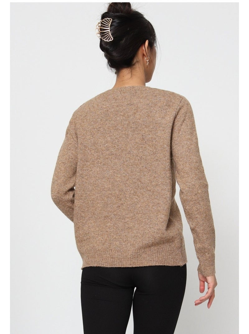 Maglia con scollo rotondo Kebello Marrone - Kiabi