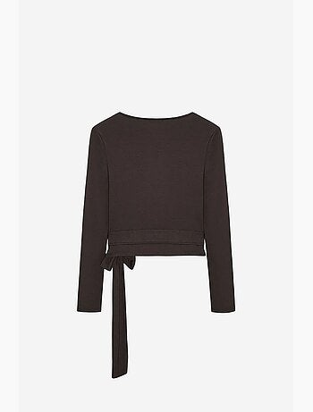 Maglia corta incrociata maniche lunghe con nodo dilvin