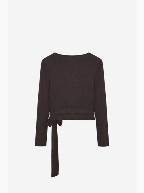 Maglia corta incrociata maniche lunghe con nodo dilvin - Kiabi Maglia corta incrociata maniche lunghe con nodo dilvin - Kiabi