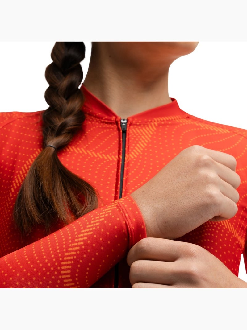 Maglia da ciclismo a maniche lunghe donna ciclismo donna m2-w glandon Rosso - Kiabi
