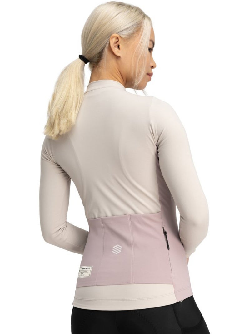 Maglia da ciclismo gravel a maniche lunghe da donna ciclismo donna gm3 camino Beige - Kiabi