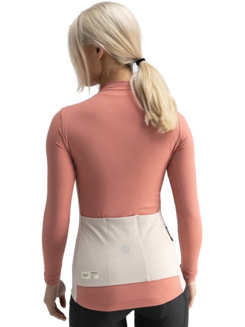 Maglia da ciclismo gravel a maniche lunghe da donna ciclismo donna gm3 hokkaido Corallo - Kiabi