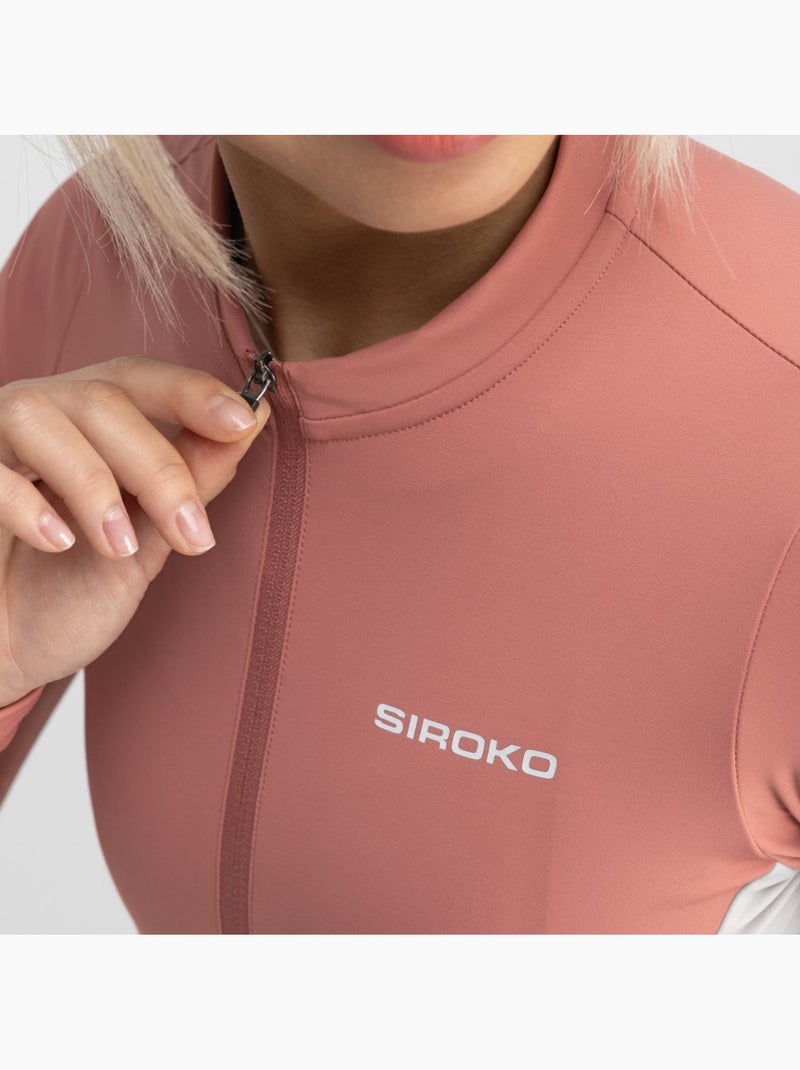 Maglia da ciclismo gravel a maniche lunghe da donna ciclismo donna gm3 hokkaido Corallo - Kiabi