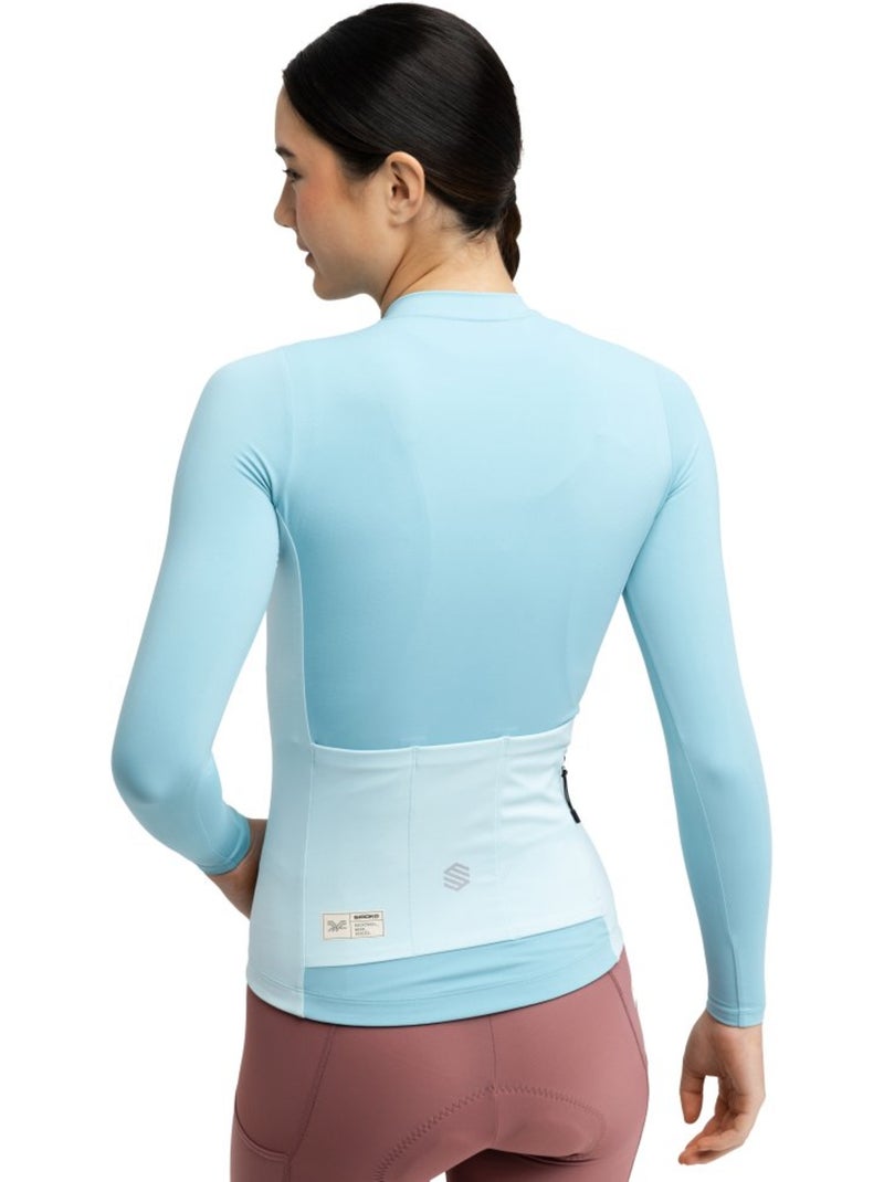 Maglia da ciclismo gravel a maniche lunghe da donna ciclismo donna gm3-w bordala Blu - Kiabi