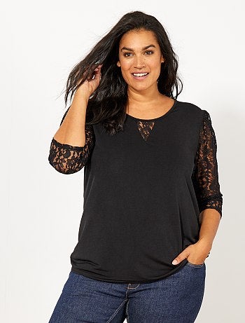 Maglia dettaglio pizzo sul collo - Kiabi