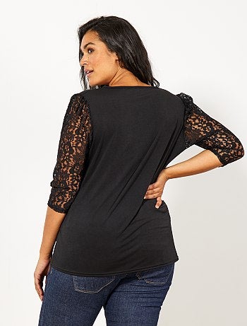 Maglia dettaglio pizzo sul collo - Kiabi