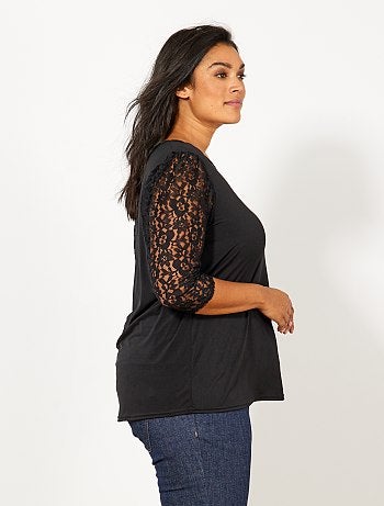 Maglia dettaglio pizzo sul collo - Kiabi