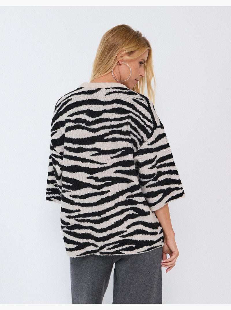 Maglia in maglia con stampa animalier, mo fashion Ecru - Kiabi