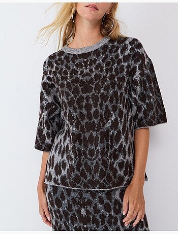 Maglia in maglia con stampa animalier, mo fashion