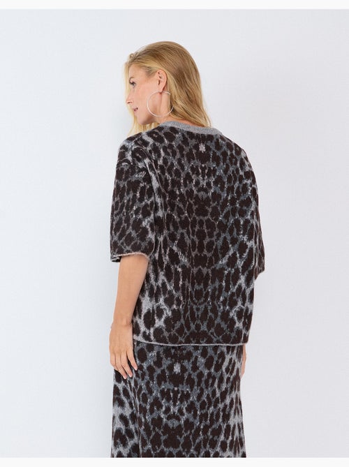 Maglia in maglia con stampa animalier, mo fashion - Kiabi Maglia in maglia con stampa animalier, mo fashion - Kiabi