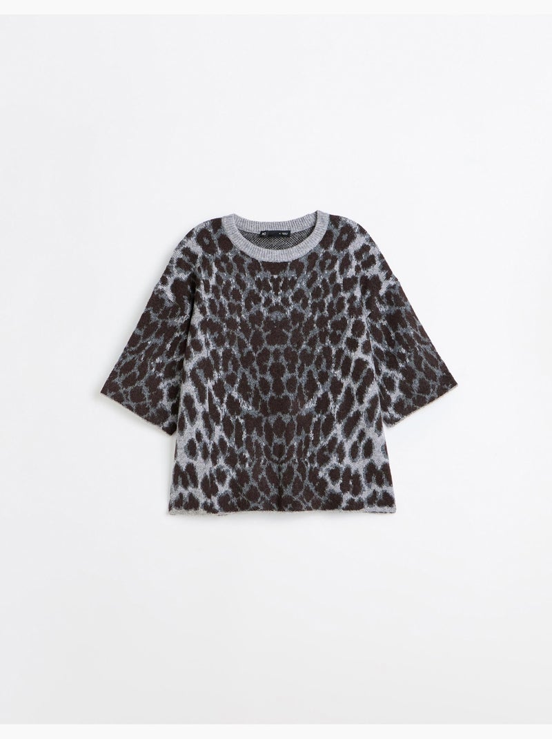 Maglia in maglia con stampa animalier, mo fashion Grigio - Kiabi