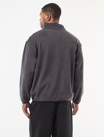 Maglione in pile con collo a camionista con bottoni a pressione