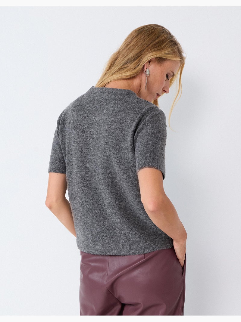 Maglia in tricot con strass, mo fashion Grigio - Kiabi