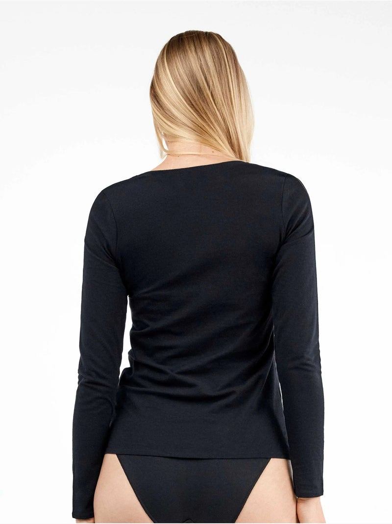 Maglia interna a maniche lunghe in cotone biologico Nero - Kiabi