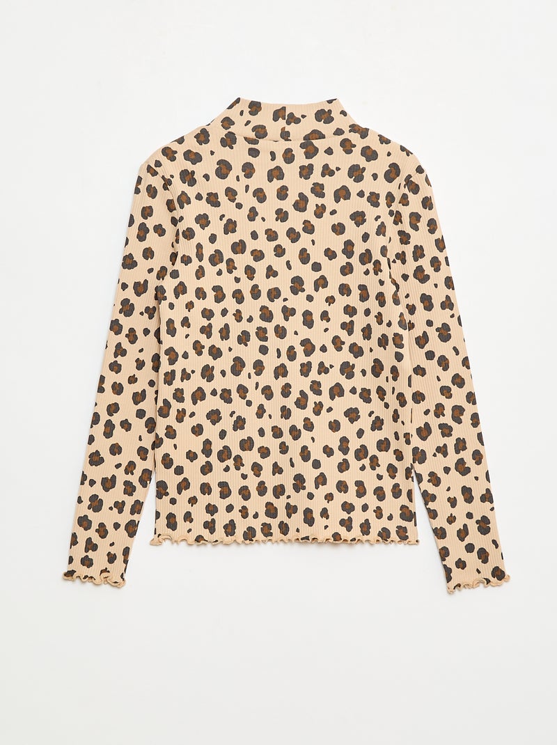 Maglia intima a collo alto in costina di cotone Beige - Kiabi