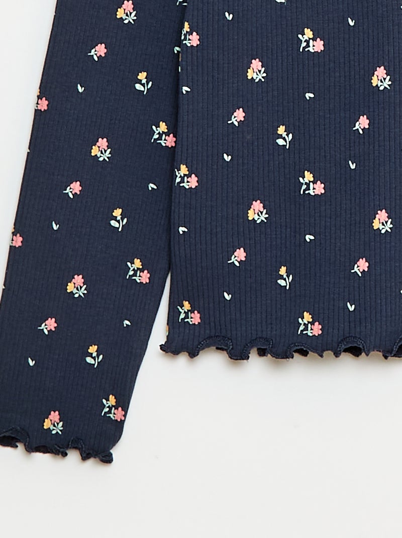 Maglia intima a collo alto in costina di cotone Blu - Kiabi