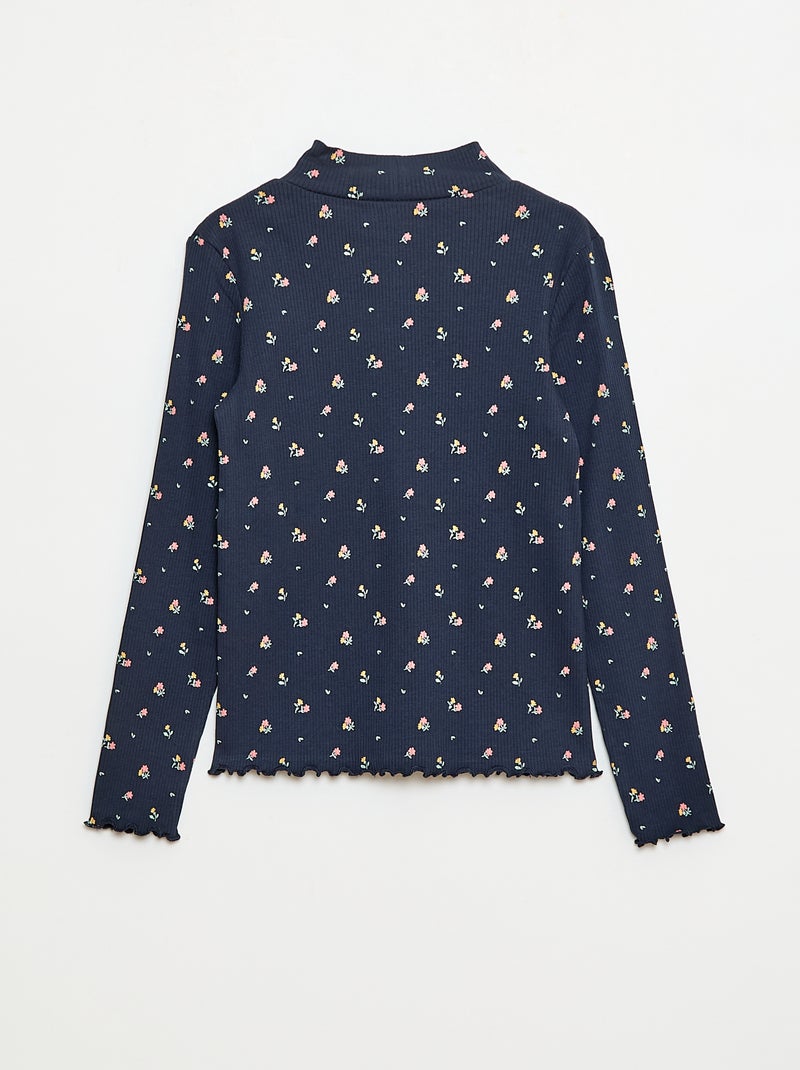 Maglia intima a collo alto in costina di cotone Blu - Kiabi