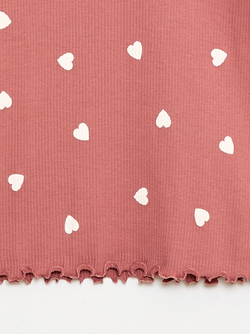 Maglia intima a collo alto in costina di cotone Rosa - Kiabi