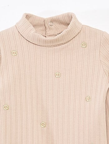 Maglia intima a costine con fiori fantasia in cotone