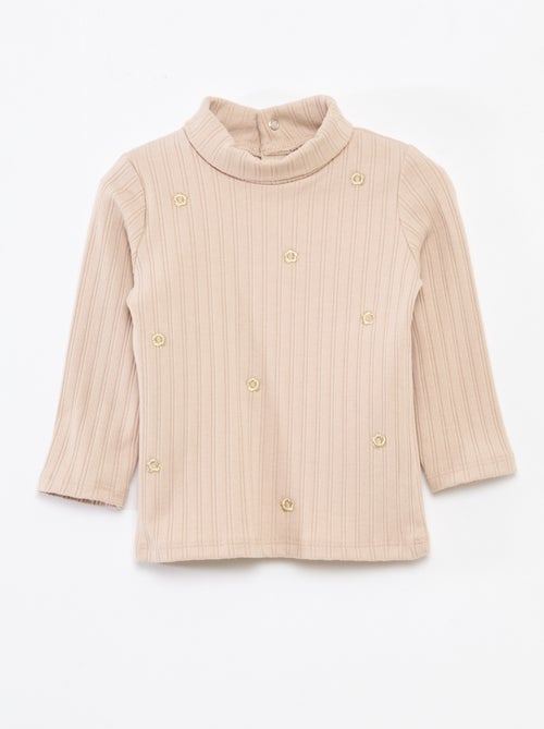 Maglia intima a costine con fiori fantasia in cotone - Kiabi