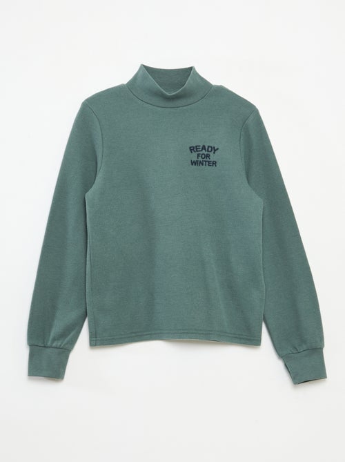 Maglia intima con ricamo in cotone tinta unita - Kiabi