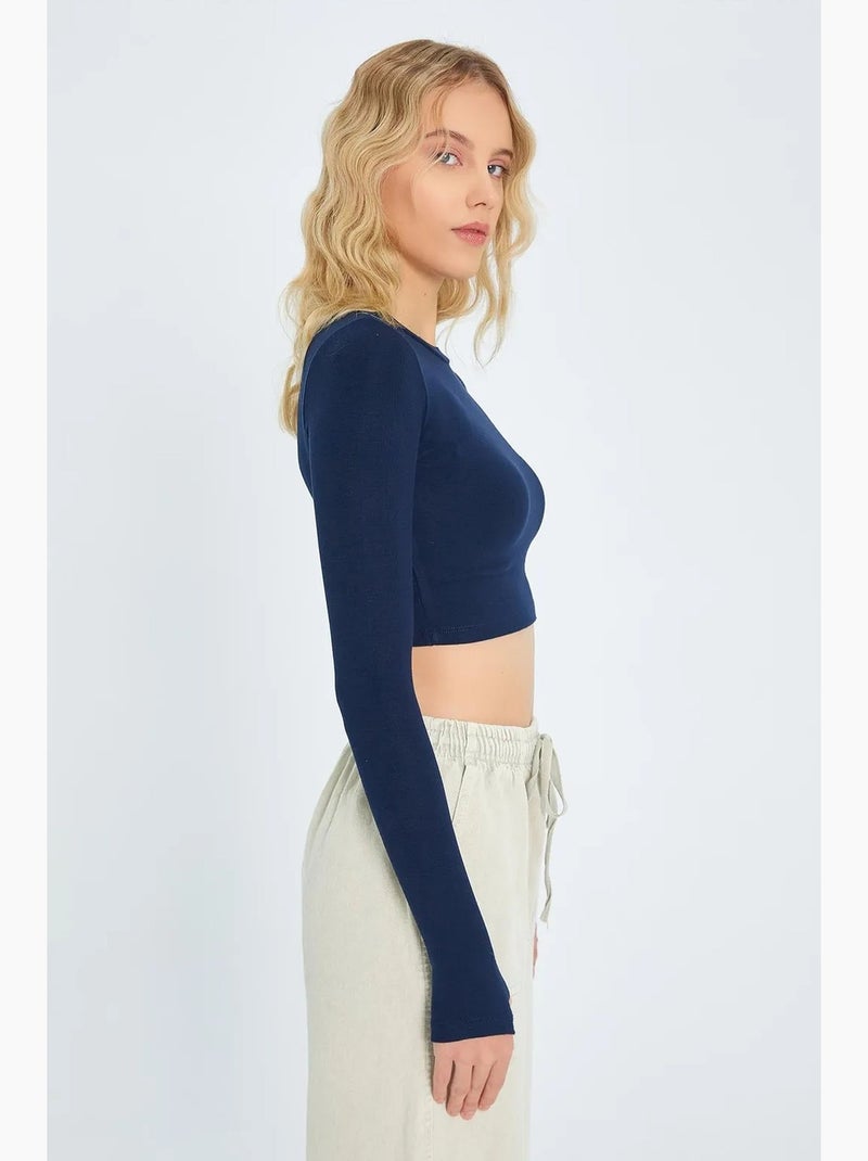 Maglia manica lunga basica corta mixray Blu marino - Kiabi