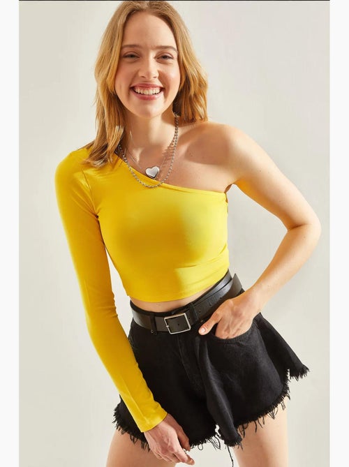 Maglia manica lunga corta collo asimmetrico lucci - Kiabi Maglia manica lunga corta collo asimmetrico lucci - Kiabi