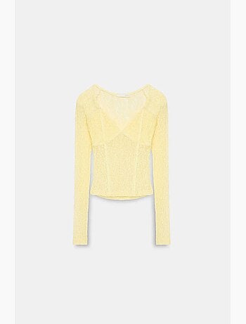 Maglia manica lunga scollo v pizzo dilvin