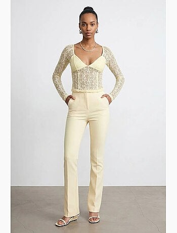 Maglia manica lunga scollo v pizzo dilvin