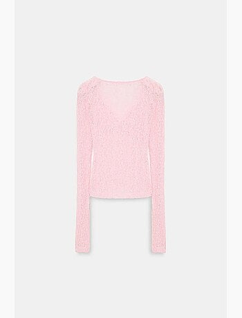 Maglia manica lunga scollo v pizzo dilvin