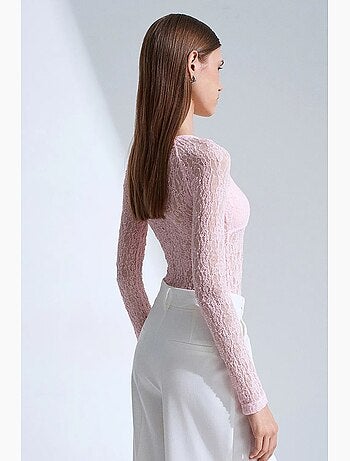 Maglia manica lunga scollo v pizzo dilvin
