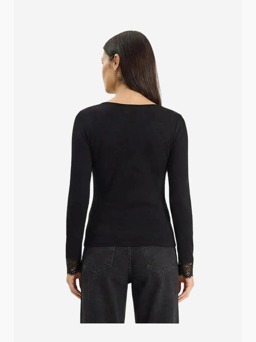 Maglia manica lunga scollo v pizzo lucci - Kiabi