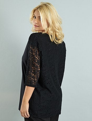 Maglia maniche a pipistrello e pizzo - Kiabi