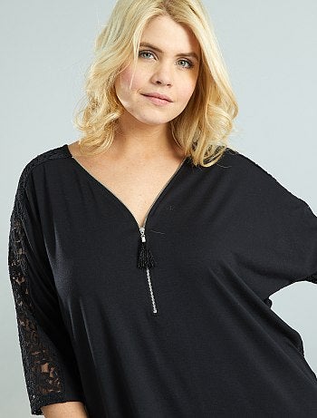 Maglia maniche a pipistrello e pizzo - Kiabi