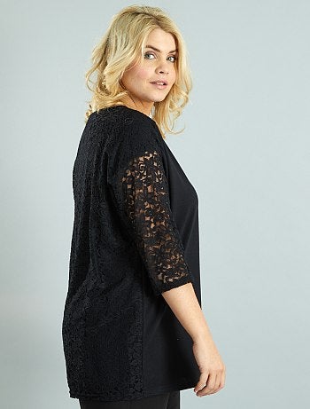 Maglia maniche a pipistrello e pizzo - Kiabi