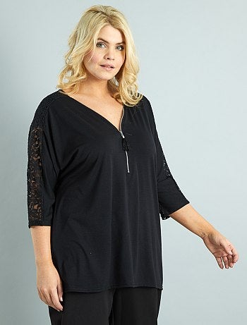 Maglia maniche a pipistrello e pizzo - Kiabi