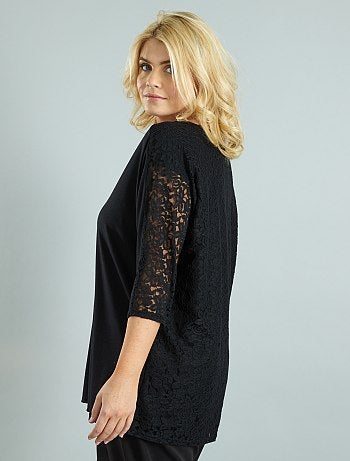 Maglia maniche a pipistrello e pizzo - Kiabi