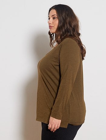 Maglia maniche lunghe collo a V maglia fiammata - Kiabi