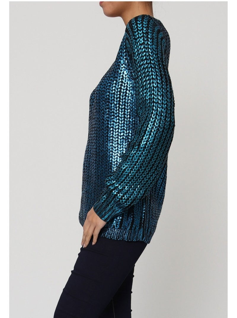 Maglia metallica con scollo a V Kebello Blu - Kiabi