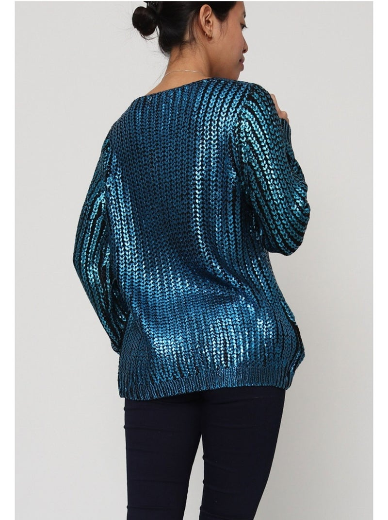 Maglia metallica con scollo a V Kebello Blu - Kiabi