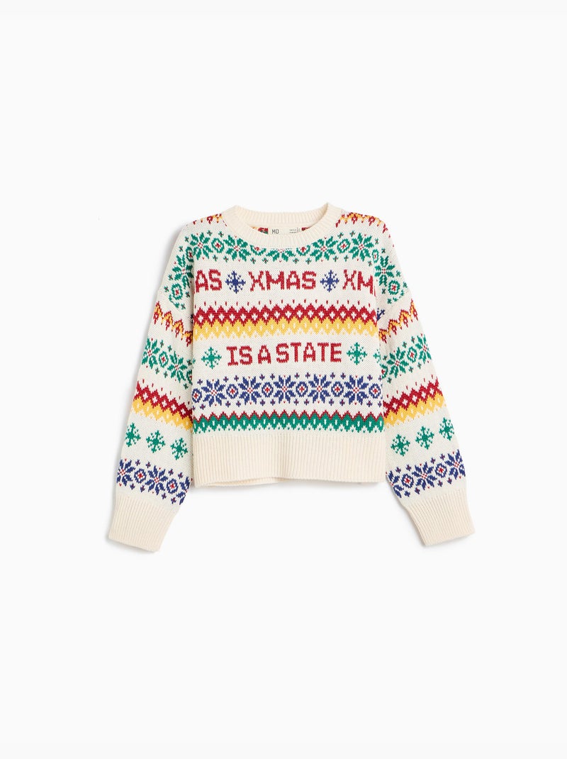 Maglia natalizia in tricot, mo fashion Ecru - Kiabi