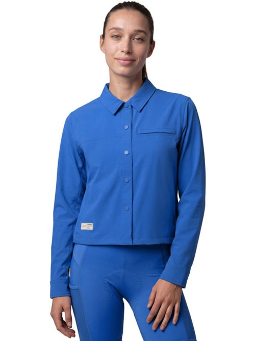 Maglia overshirt estiva da ciclismo gravel da donna ciclismo donna emberly-w blu - Kiabi