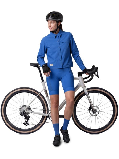Maglia overshirt estiva da ciclismo gravel da donna ciclismo donna emberly-w blu - Kiabi