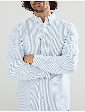 Maglia Oxford a maniche lunghe da uomo a righe, MO Fashion
