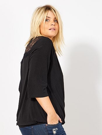 Maglia scollatura a V e pizzo dietro - Kiabi