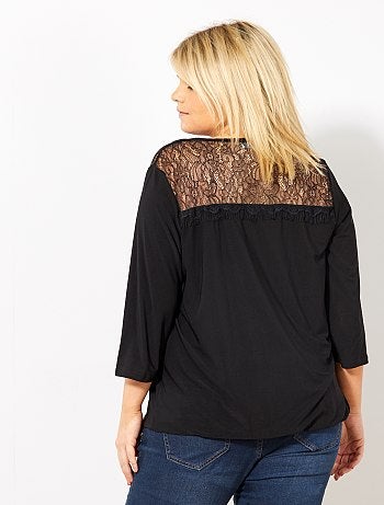 Maglia scollatura a V e pizzo dietro - Kiabi