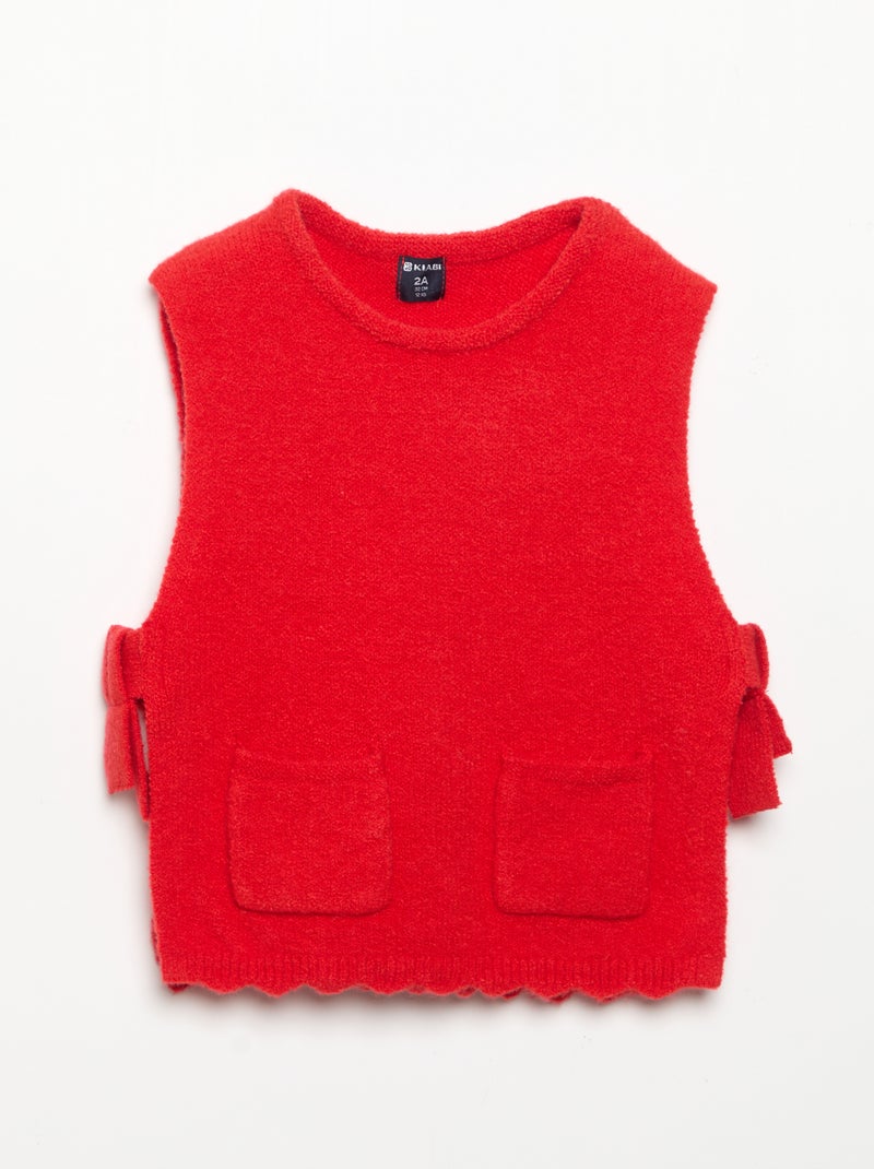 Maglia senza maniche con sciarpa rimovibile Rosso - Kiabi