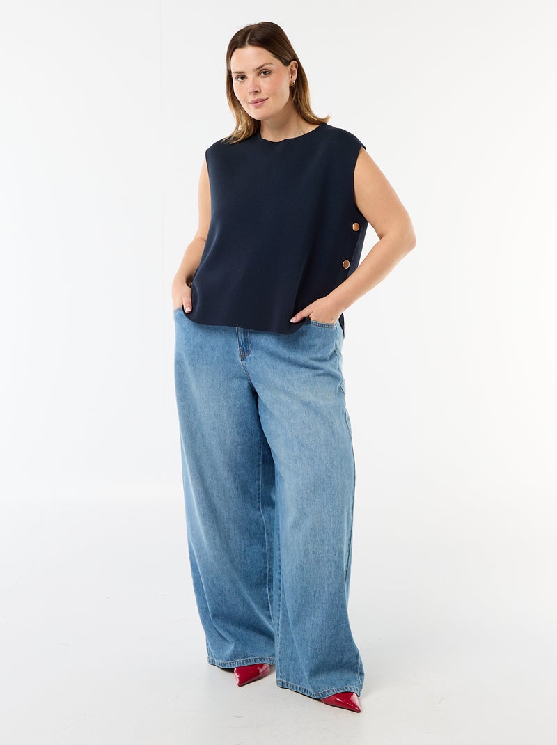 Maglia smanicata con bottoni dorati sul lato Blu - Kiabi