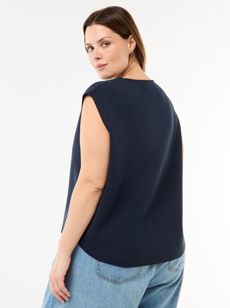 Maglia smanicata con bottoni dorati sul lato Blu - Kiabi